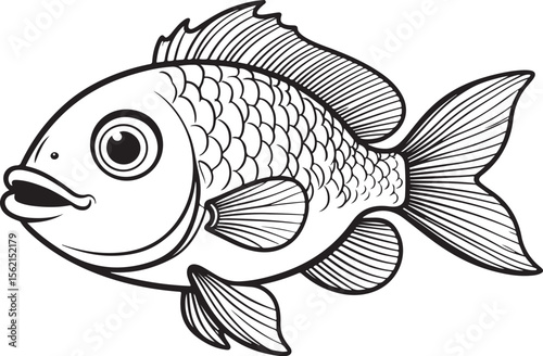 Isolated vector cartoon illustration of a marine fish swimming in tropical blue water against a white background
