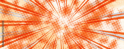 Yellow comic book background. Modern creative pop art orange halftone style background