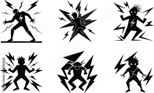 Set of Electric Shocking vector icon illustration