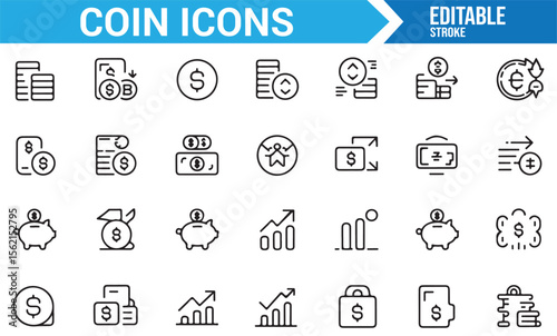 Collection of icons featuring money, investment, and wealth management symbols for finance projects.