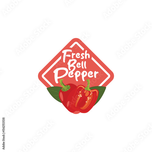 Fresh bell pepper label vector illustration