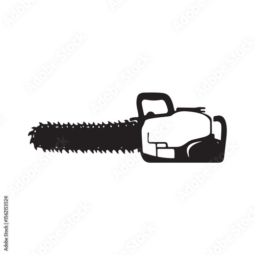 Chainsaw Silhouette, Chainsaw vector silhouette illustration isolated on white background, Chainsaw Machine Silhouette. 
