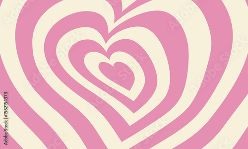Retro pink heart pattern with wavy lines in optical illusion style