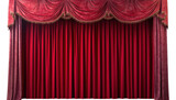 red theater curtain isolated on transparent background cutout