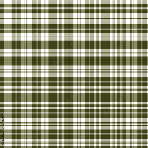 Olive Green Plaid Pattern - Seamless Earthy Gingham Background