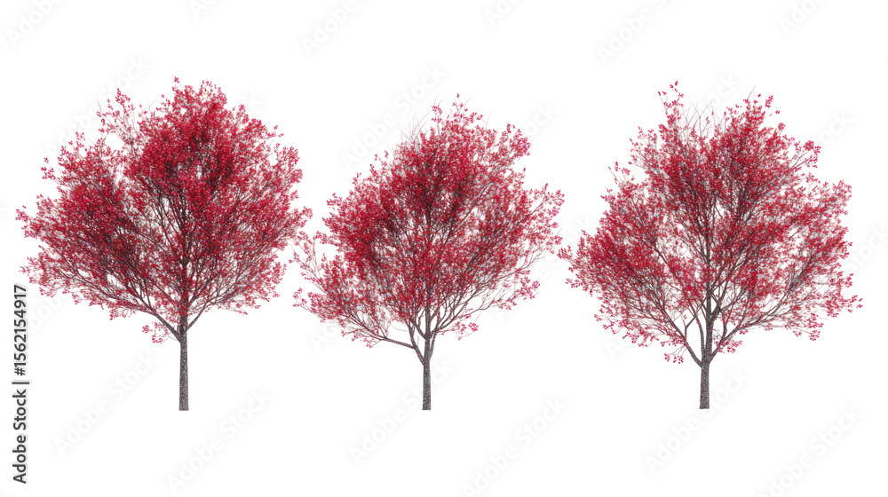Set of Alnus Rubra Trees - Group of red alder trees with lush green foliage on transparent background Set of Alnus Rubra Trees - Group of red alder trees with lush green foliage on transparent background
