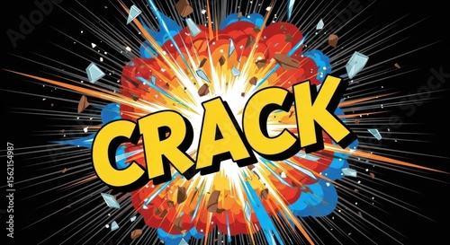 A vibrant explosion graphic with the word 