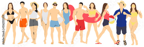 group of people in summer dress beach collection set