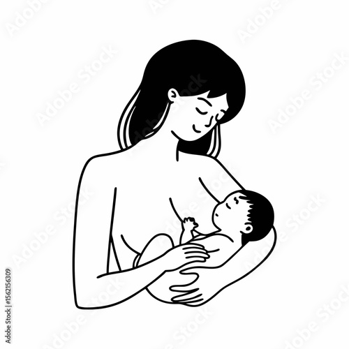 Loving mother breastfeeding her newborn baby with gentle care and affection