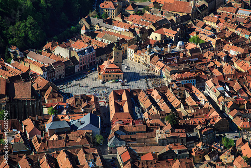 Aerial View of the Old Town Square in Brasov, Romania