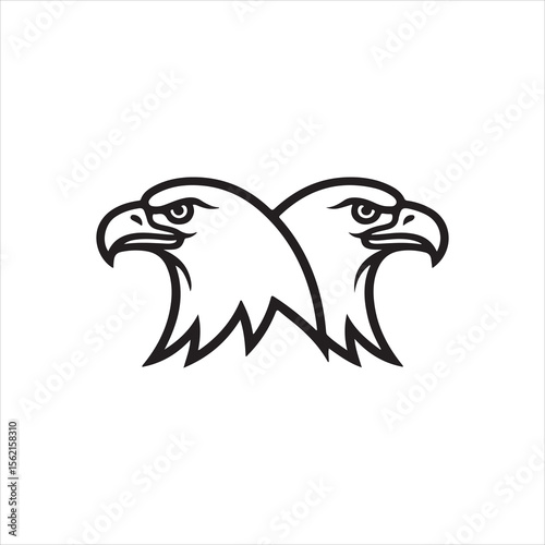 Double Headed Eagle Line Art Emblem Design