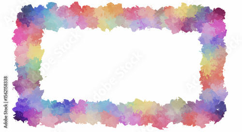Watercolor rectangle frame with pastel colors and a white background for creative design projects