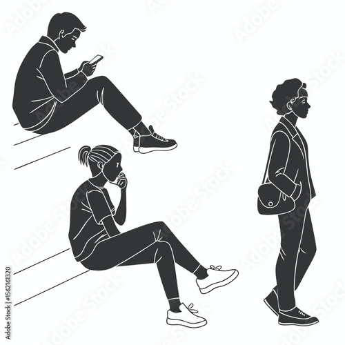 Silhouette of a man sitting  design free online download.