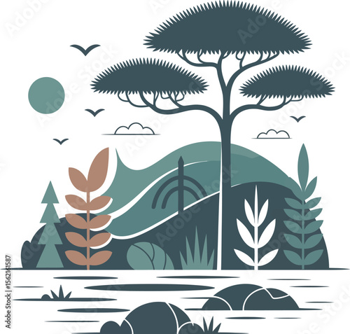 vector illustration of a tropical island