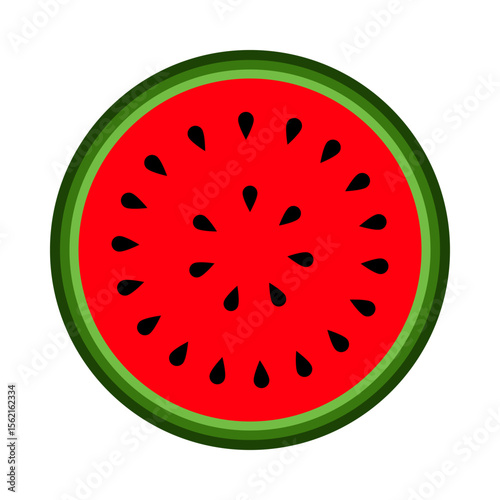 A cross-section of a watermelon icon juicy ripe fruit on white background.