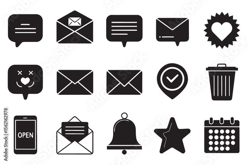 Minimal Black & White Location Icons Set – Flat Vector Design of Maps, Navigation, and Global Technology Symbols

