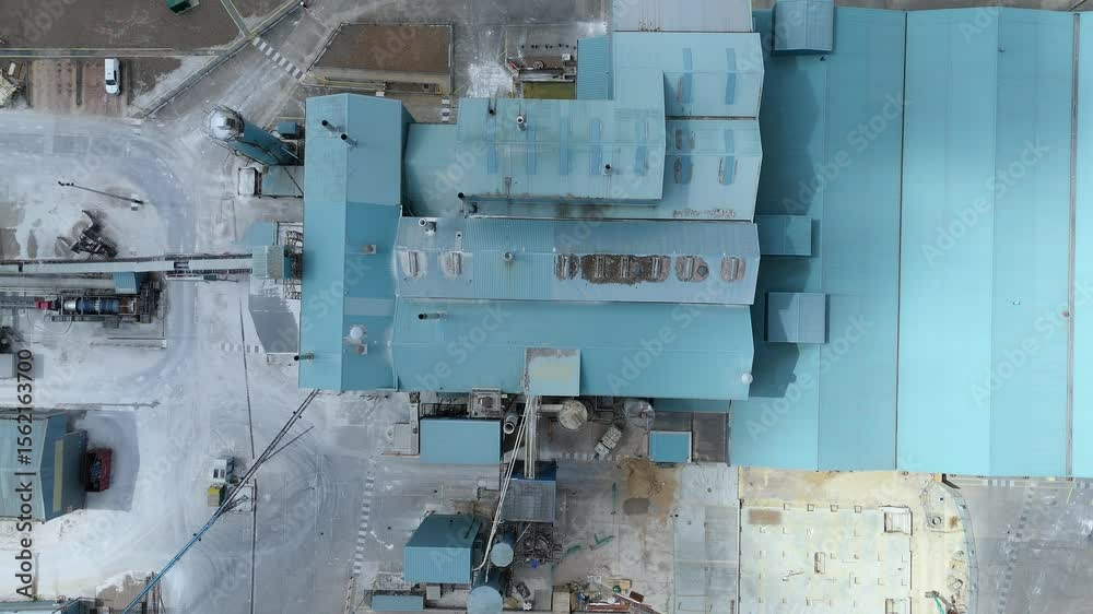 Aerial drone shot Saint Gobain Formula Industrial factory building manufacturer aggregates plaster Newark England UK