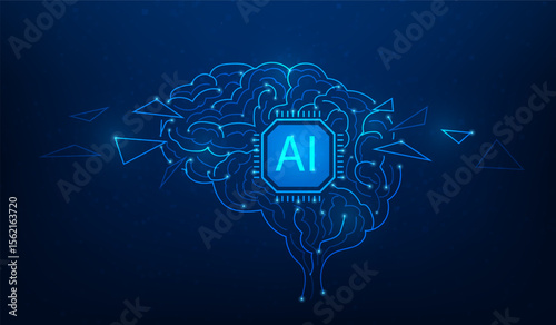brain creative ai digital semiconductor technology background. artificial intelligence brain process data. vector illustration fantastic technology.