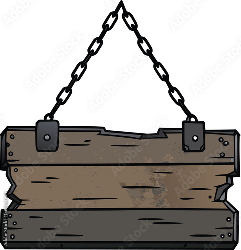 Hanging Wooden Signboard Silhouette Design Isolated