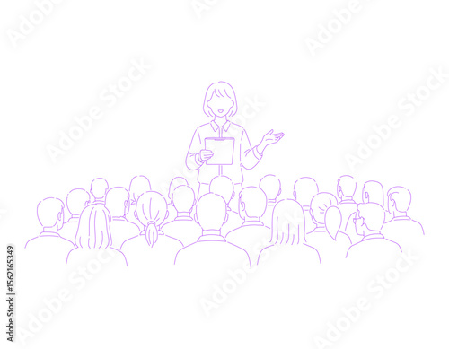person giving a presentation lineart illustration