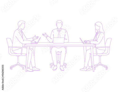 people having a meeting lineart illustration