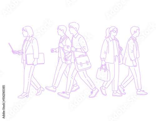 Walking to work – office worker commuting scenes