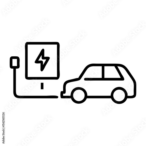 Electric Vehicle Charging Station: A modern electric car stands connected to a charging station, showcasing the seamless integration of transportation and sustainable energy.