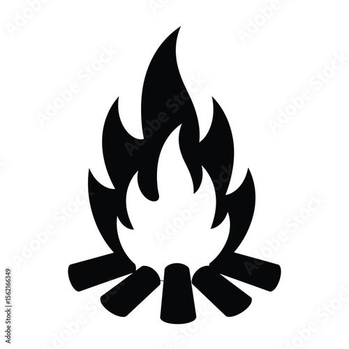 A vector fire icon set featuring flames, a warning symbol, and hot, hazardous design elements