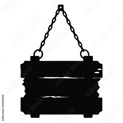 Hanging Wooden Signboard Silhouette Design Isolated