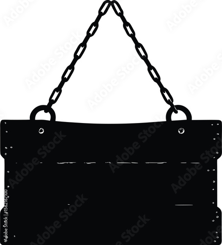 Hanging Wooden Signboard Silhouette Design Isolated