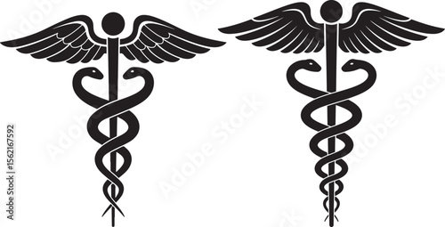 asclepius wand icon silhouette vector illustration