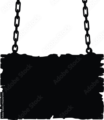 Hanging Wooden Signboard Silhouette Design Isolated