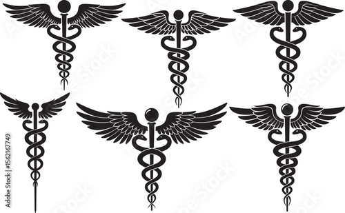 caduceus medical symbol silhouette vector illustration