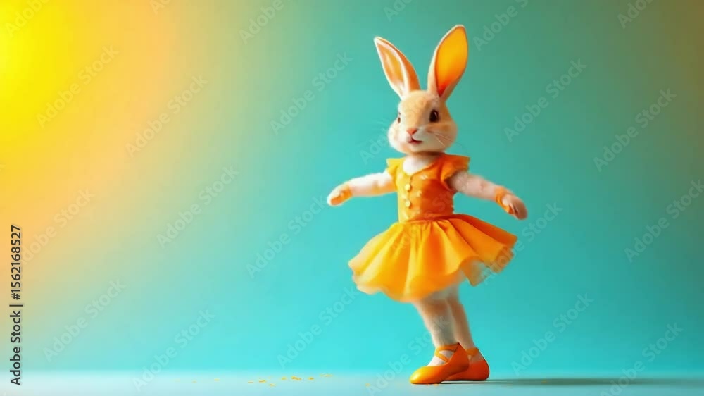 Ballet bunny A rabbit in a tutu balances en pointe against a gradient backdrop