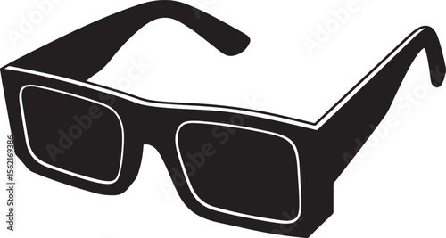 3d glasses silhouette vector illustration