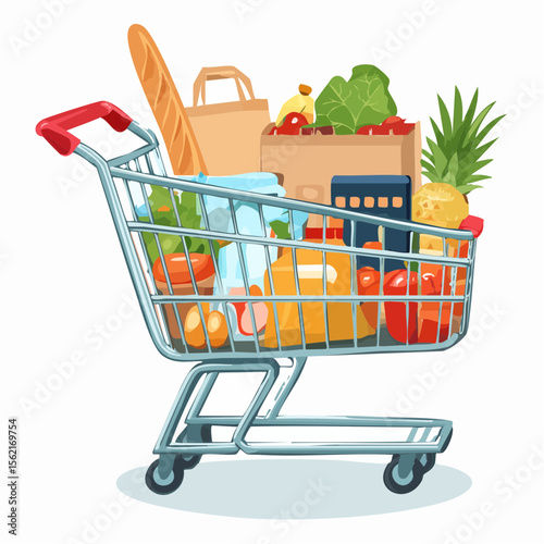 Full Shopping Cart of Groceries