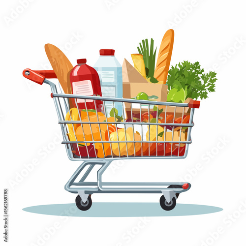 Full Shopping Cart of Groceries