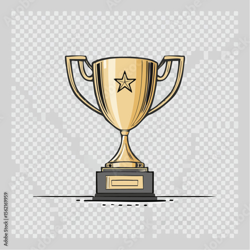 Gold Trophy with Star Illustration