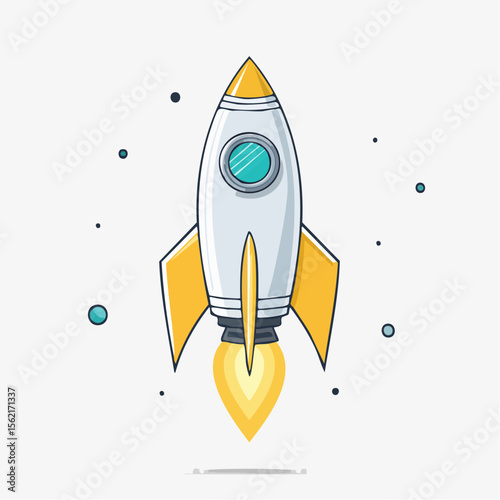 Pixel Art Rocket Launching into Space