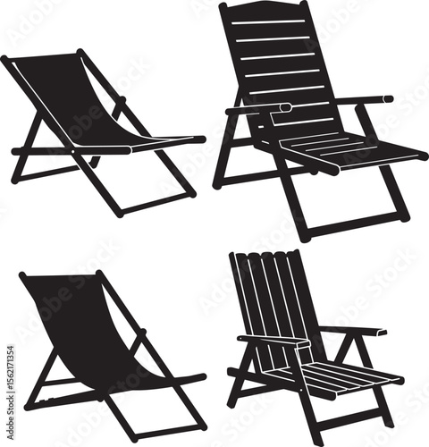 beach chair silhouette vector illustration