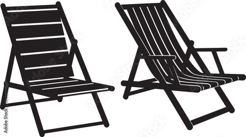 summer beach chair silhouette vector illustration