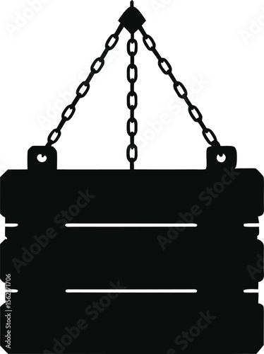 Hanging Wooden Signboard Silhouette Design Isolated