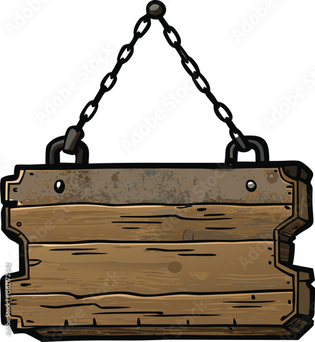 Hanging Wooden Signboard Silhouette Design Isolated
