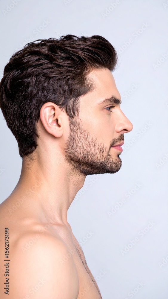 Obraz premium Handsome Man Profile Shot for Wellness and Beauty.