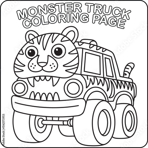 Roar-some Monster Truck Coloring Page Fun Tiger Design for Kids