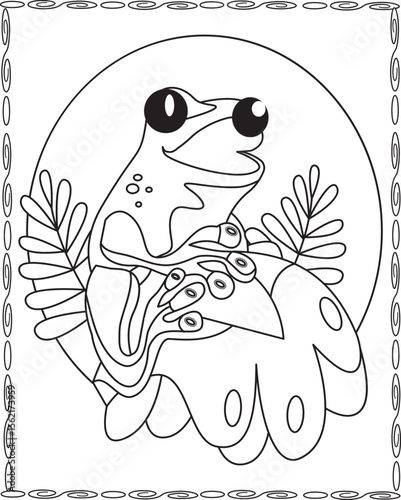 Fairy Tale Frog Carnival Coloring Page for Kids and Adults, Download.
