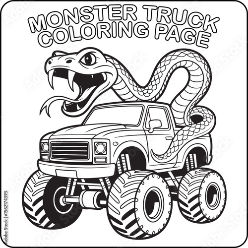 Monster Truck Coloring Page Rattlesnake Design for Kids