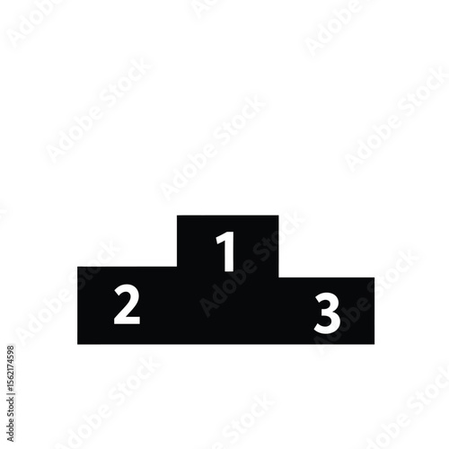 3D illustration of a winners' podium with a pedestal for sport competition awards, signifying first, second, and third place for success and achievement