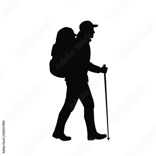Silhouette vector illustration of people including a golfer , ideal black art for business or family concepts