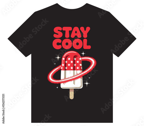 Stay Cool Patriotic Popsicle with Stars and Swirl - Fun Summer T-Shirt Design